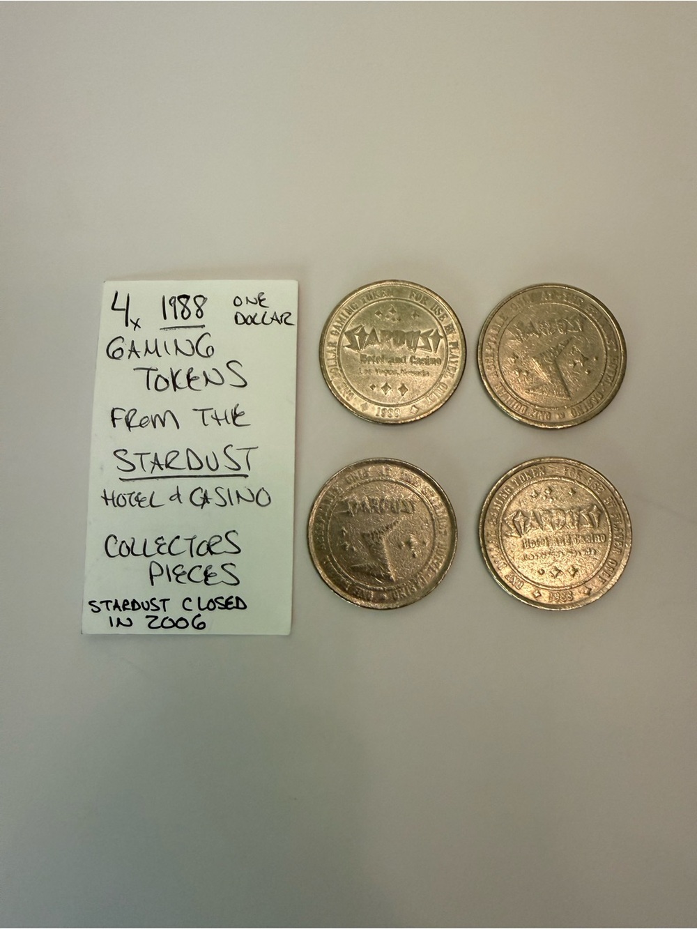 Vintage Stardust Hotel & Casino 1988 Gaming $1 Tokens set of 4 silver